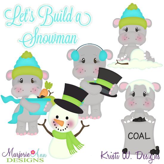 Let's Build A Snowman-Hippos SVG Cutting Files + Clipart - Click Image to Close